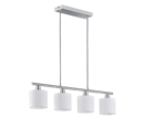 Trio Lighting Trio TOMMY hanglamp | E14 Fitting | nikkel mat met wit | 75 x 12 cm | IP20 | excl. 4x E14 | max. 28W