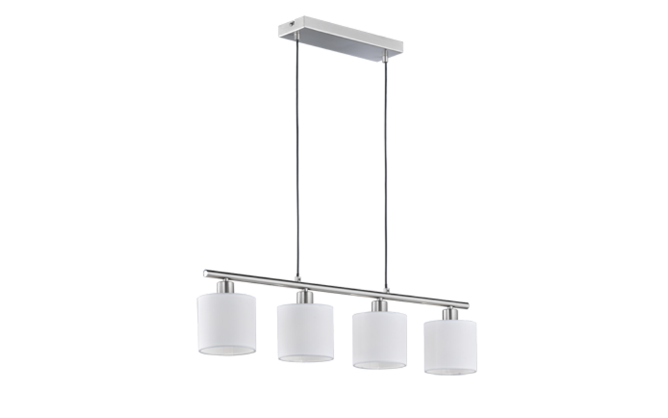 Trio Lighting Trio TOMMY hanglamp | E14 Fitting | nikkel mat met wit | 75 x 12 cm | IP20 | excl. 4x E14 | max. 28W