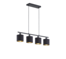 Trio Lighting Trio TOMMY hanglamp | E14 Fitting | mat zwart met goudkleurig | 75 x 12 cm | IP20 | excl. 4x E14 | max. 28W