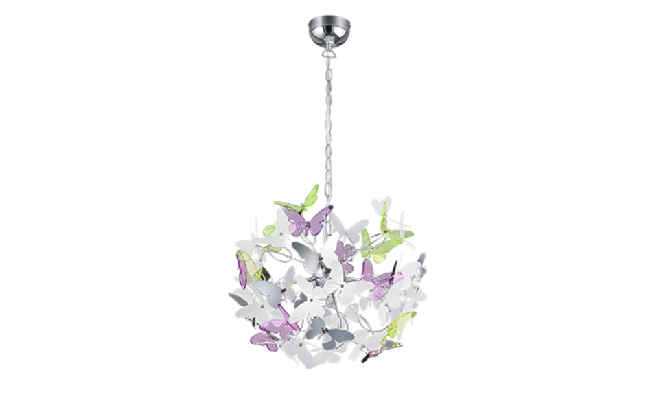 Trio Lighting Trio BUTTERFLY hanglamp | G9 Fitting | chroom met multicolor met chroom met groen met paars met wit | Ø 50 cm | IP20 | excl. 4x G9 | max. 28W Trio Lighting Trio BUTTERFLY hanglamp | G9 Fitting | chroom met multicolor met chroom met groen met paars met wit | Ø 50 cm | IP20 | excl. 4x G9 | max. 28W