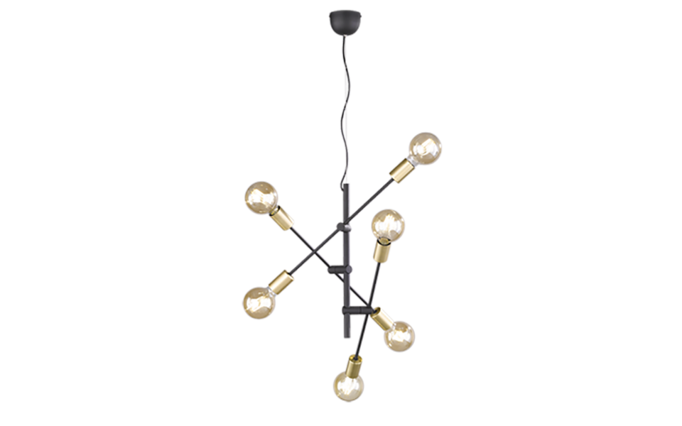 Trio Lighting Trio CROSS hanglamp | E27 Fitting | mat zwart | Ø 54,5 cm | IP20 | excl. 6x E27 | max. 28W