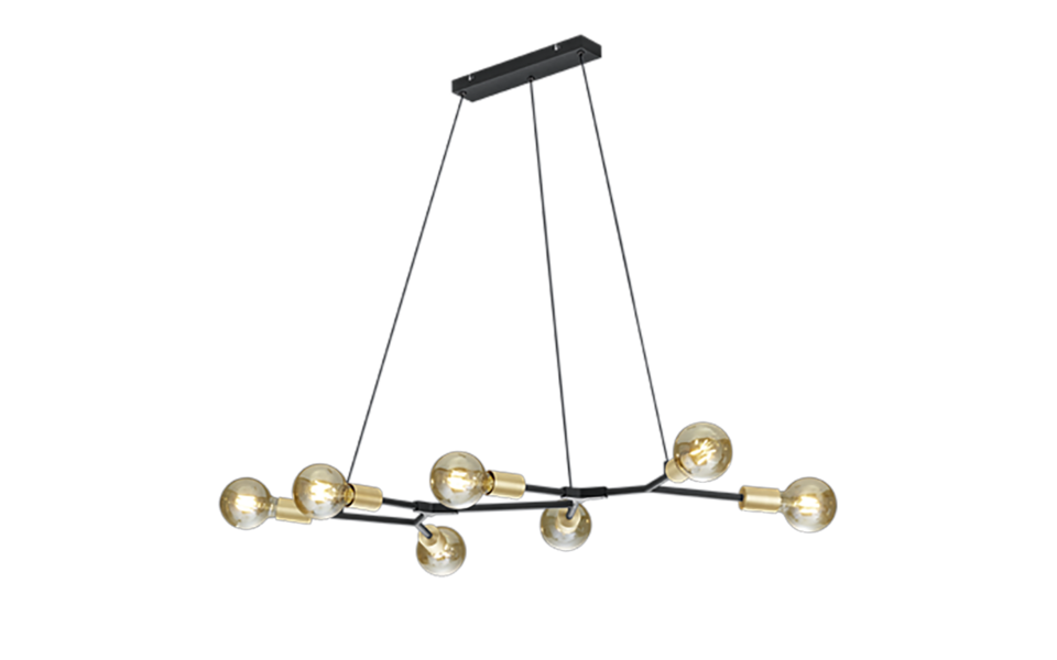 Trio Lighting Trio CROSS hanglamp | E27 Fitting | mat zwart | 91 x 45 cm | IP20 | excl. 7x E27 | max. 28W Trio Lighting Trio CROSS hanglamp | E27 Fitting | mat zwart | 91 x 45 cm | IP20 | excl. 7x E27 | max. 28W