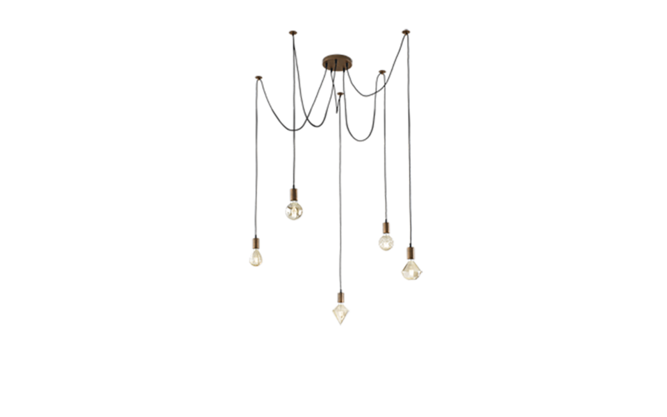 Trio Lighting Trio CORD hanglamp | E27 Fitting | kupferfarbig antik | Ø 18 cm | IP20 | excl. 5x E27 | max. 60W