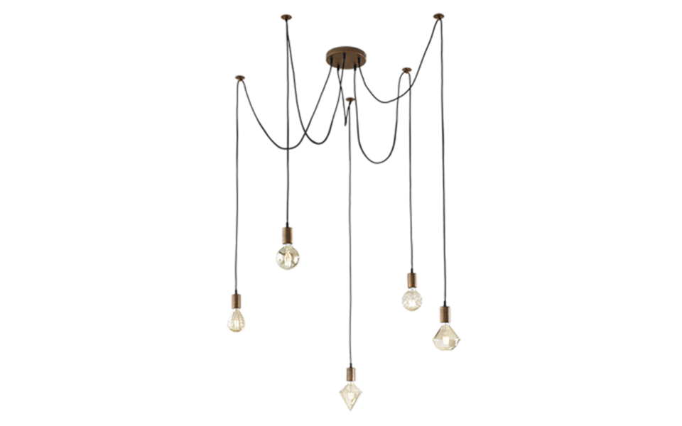 Trio Lighting Trio CORD hanglamp | E27 Fitting | kupferfarbig antik | Ø 18 cm | IP20 | excl. 5x E27 | max. 60W