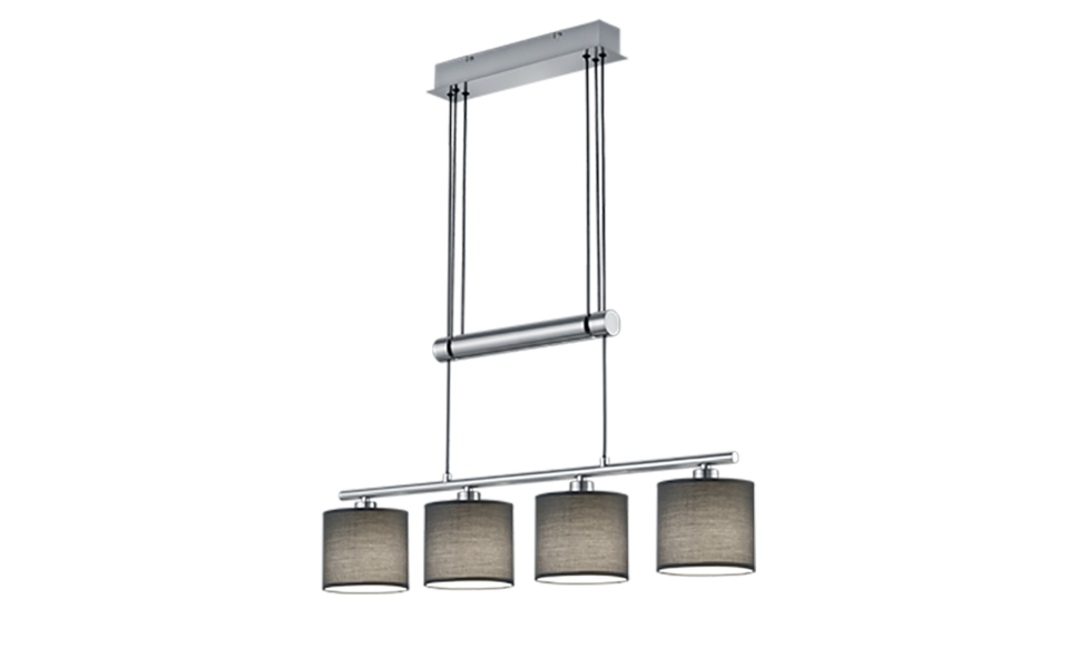 Trio Lighting Trio GARDA hanglamp | E14 Fitting | nikkel mat met grijs | 77 x 13,5 cm | IP20 | excl. 4x E14 | max. 28W