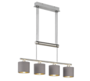 Trio Lighting Trio GARDA hanglamp | E14 Fitting | nikkel mat met taupe | 77 x 13,5 cm | IP20 | excl. 4x E14 | max. 28W