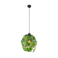 Trio LEAVY hanglamp | mat zwart met groen | IP20 | E27 Fitting