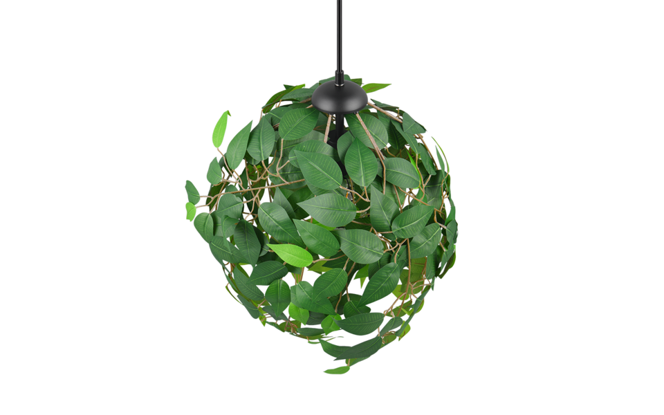 Trio Lighting Trio LEAVY hanglamp | E27 Fitting | mat zwart met groen | Ø 38 cm | IP20 | excl. 1x E27 | max. 28W