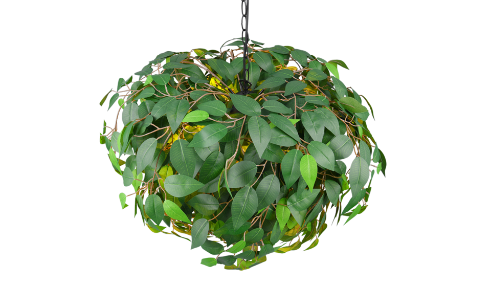 Trio Lighting Trio LEAVY hanglamp | E14 Fitting | mat zwart met groen | Ø 70 cm | IP20 | excl. 4x E14 | max. 28W