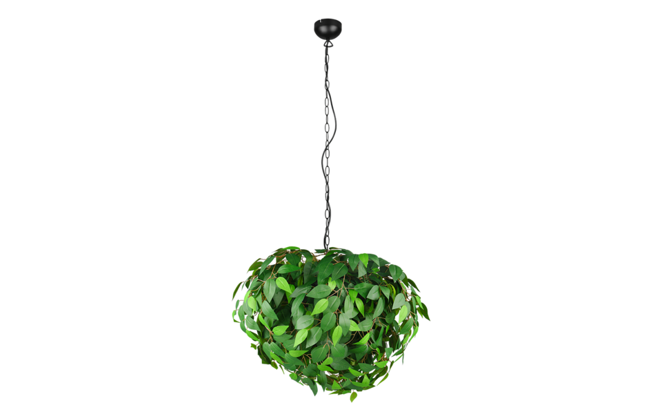 Trio Lighting Trio LEAVY hanglamp | E14 Fitting | mat zwart met groen | Ø 70 cm | IP20 | excl. 4x E14 | max. 28W