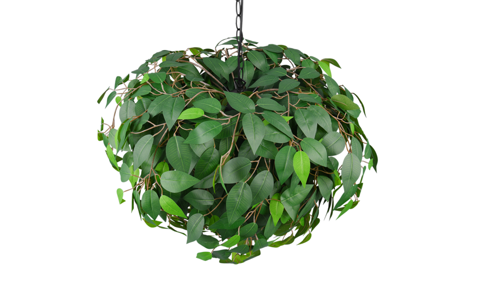 Trio Lighting Trio LEAVY hanglamp | E14 Fitting | mat zwart met groen | Ø 70 cm | IP20 | excl. 4x E14 | max. 28W