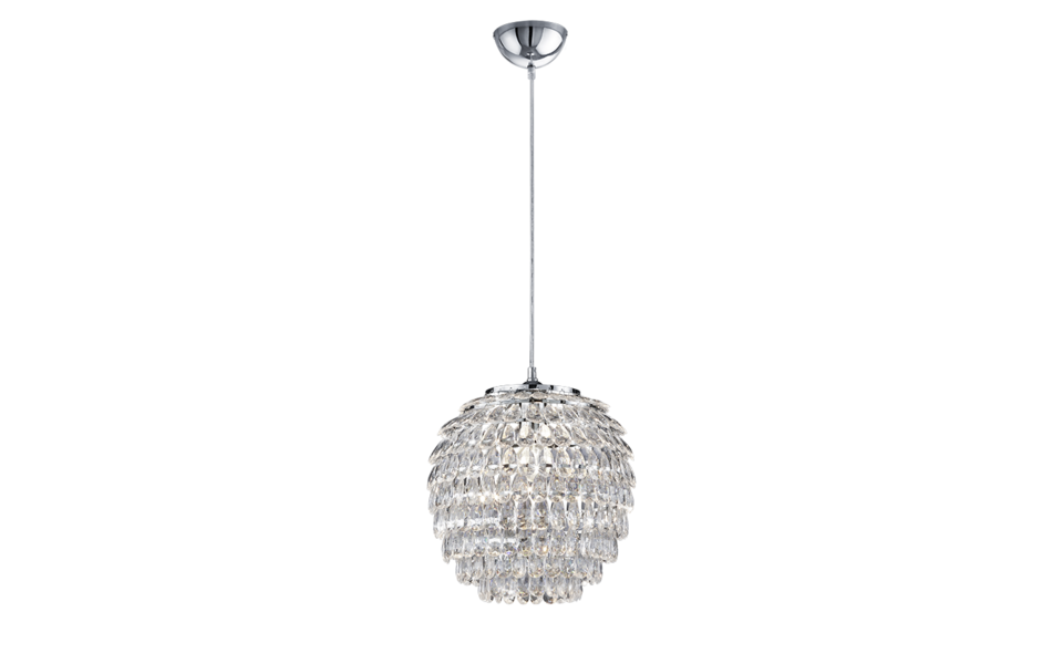 Trio Lighting Trio PETTY hanglamp | E27 Fitting | chroom met transparant | Ø 35 cm | IP20 | excl. 1x E27 | max. 60W
