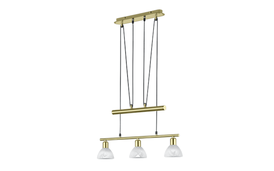 Trio Lighting Trio LEVISTO hanglamp | LED | E14 Fitting | messing mat met albast | 60,5 x 11 cm | IP20 | 3x 4,9W | 470 lm | 3000K | niet dimbaar