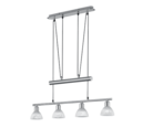Trio Lighting Trio LEVISTO hanglamp | LED | E14 Fitting | nikkel mat met albast | 80 x 11 cm | IP20 | 4x 4,9W | 470 lm | 3000K | niet dimbaar