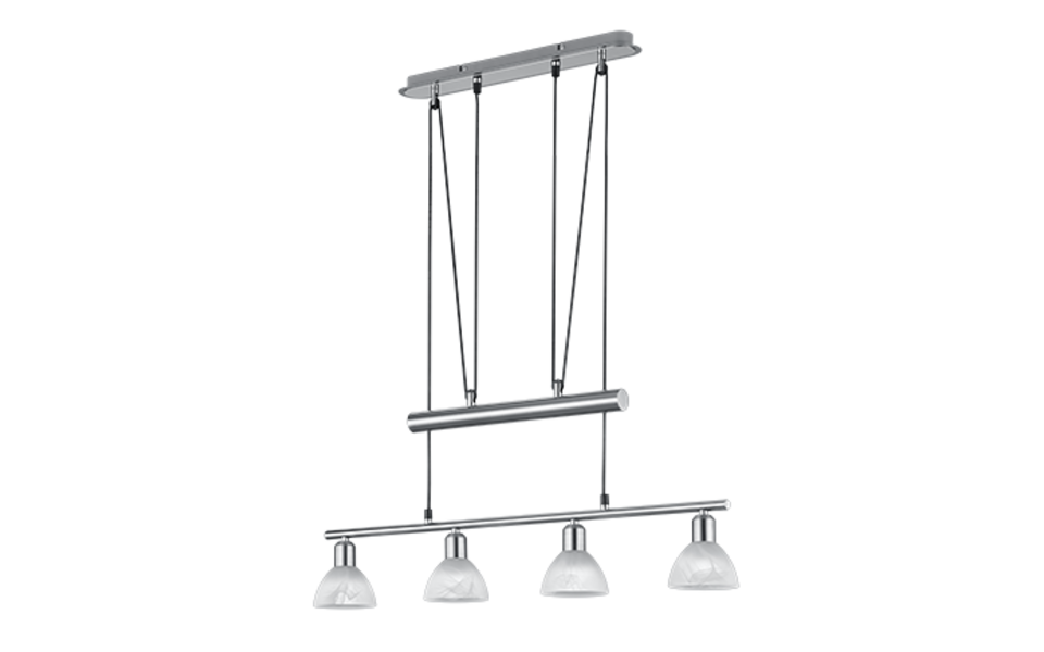 Trio Lighting Trio LEVISTO hanglamp | LED | E14 Fitting | nikkel mat met albast | 80 x 11 cm | IP20 | 4x 4,9W | 470 lm | 3000K | niet dimbaar Trio Lighting Trio LEVISTO hanglamp | LED | E14 Fitting | nikkel mat met albast | 80 x 11 cm | IP20 | 4x 4,9W | 470 lm | 3000K | niet dimbaar