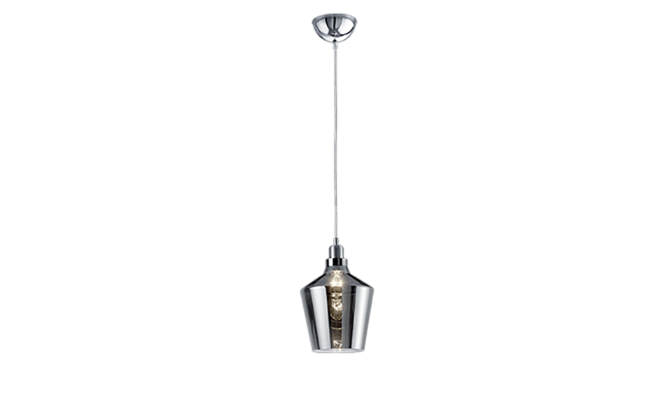 Trio Lighting Trio CALAIS hanglamp | E27 Fitting | aluminium kleurig met rookkleur | Ø 20 cm | IP20 | excl. 1x E27 | max. 60W