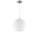 Trio Lighting Trio MOON hanglamp | E27 Fitting | nikkel mat met wit | Ø 30 cm | IP20 | excl. 1x E27 | max. 60W