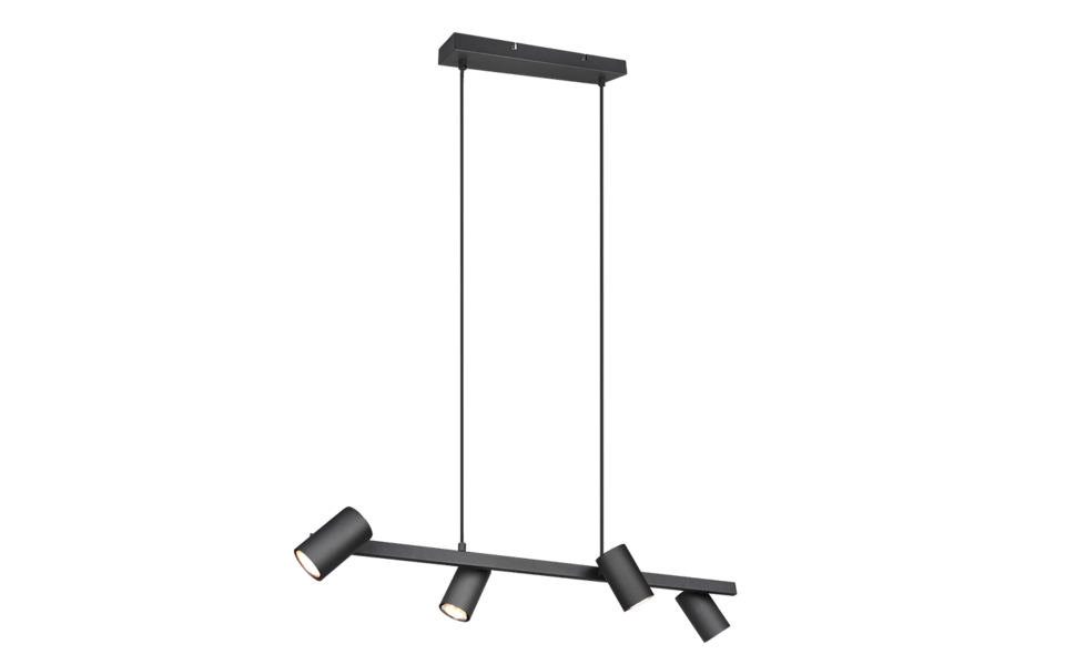 Trio Lighting Trio MARLEY hanglamp | GU10 Fitting | mat zwart | 80 x 18 cm | IP20 | excl. 4x GU10 | max. 35W