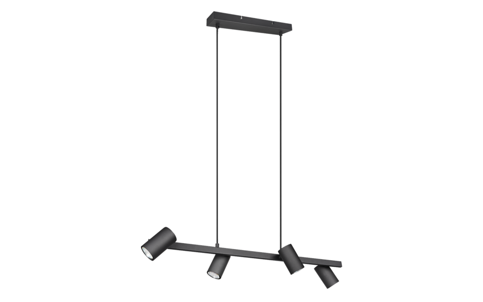 Trio Lighting Trio MARLEY hanglamp | GU10 Fitting | mat zwart | 80 x 18 cm | IP20 | excl. 4x GU10 | max. 35W