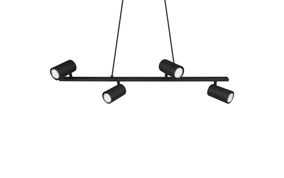Trio Lighting Trio MARLEY hanglamp | GU10 Fitting | mat zwart | 80 x 18 cm | IP20 | excl. 4x GU10 | max. 35W