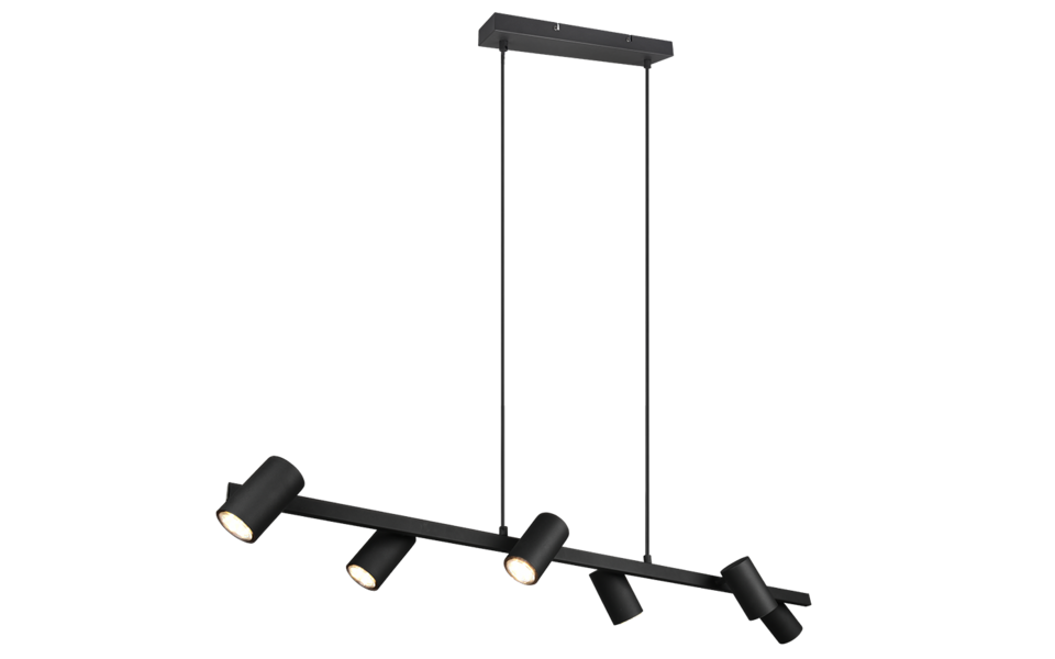 Trio Lighting Trio MARLEY hanglamp | GU10 Fitting | mat zwart | 115 x 18 cm | IP20 | excl. 6x GU10 | max. 35W