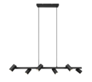 Trio Lighting Trio MARLEY hanglamp | GU10 Fitting | mat zwart | 115 x 18 cm | IP20 | excl. 6x GU10 | max. 35W
