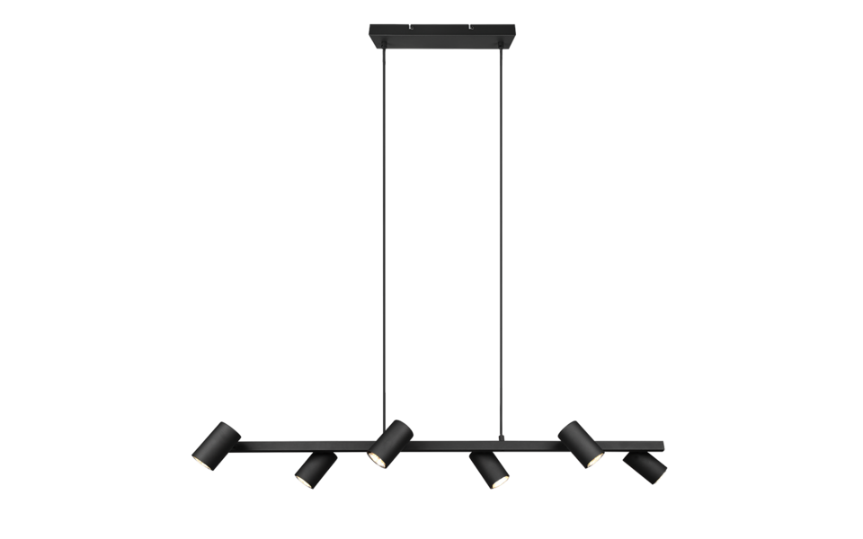 Trio Lighting Trio MARLEY hanglamp | GU10 Fitting | mat zwart | 115 x 18 cm | IP20 | excl. 6x GU10 | max. 35W
