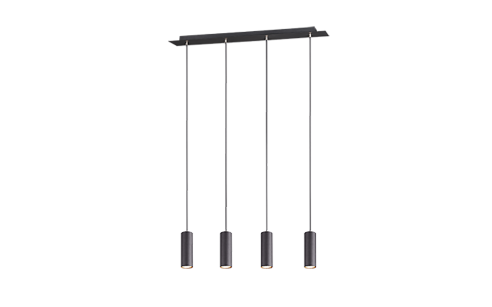 Trio Lighting Trio MARLEY hanglamp | GU10 Fitting | mat zwart | 75 x 9 cm | IP20 | excl. 4x GU10 | max. 35W Trio Lighting Trio MARLEY hanglamp | GU10 Fitting | mat zwart | 75 x 9 cm | IP20 | excl. 4x GU10 | max. 35W