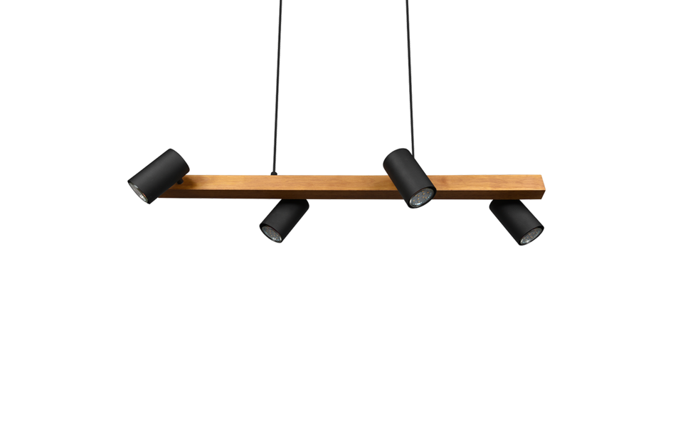 Trio Lighting Trio MARLEY hanglamp | GU10 Fitting | mat zwart | 80 x 20 cm | IP20 | excl. 4x GU10 | max. 35W