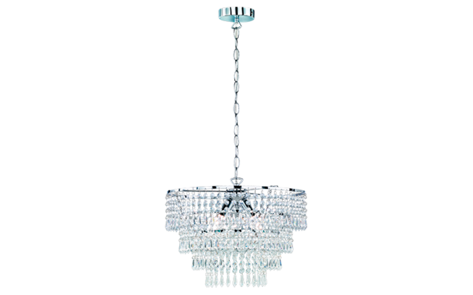 Trio Lighting Trio ORIENT hanglamp | E14 Fitting | chroom met transparant | Ø 42 cm | IP20 | excl. 3x E14 | max. 40W Trio Lighting Trio ORIENT hanglamp | E14 Fitting | chroom met transparant | Ø 42 cm | IP20 | excl. 3x E14 | max. 40W