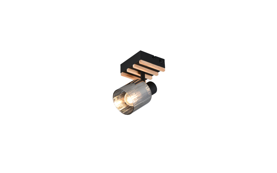 Trio Lighting Trio TRAVIA plafondspot | E14 Fitting | mat zwart met rookkleur | 10 x 12,5 cm | IP20 | excl. 1x E14 | max. 40W Trio Lighting Trio TRAVIA plafondspot | E14 Fitting | mat zwart met rookkleur | 10 x 12,5 cm | IP20 | excl. 1x E14 | max. 40W