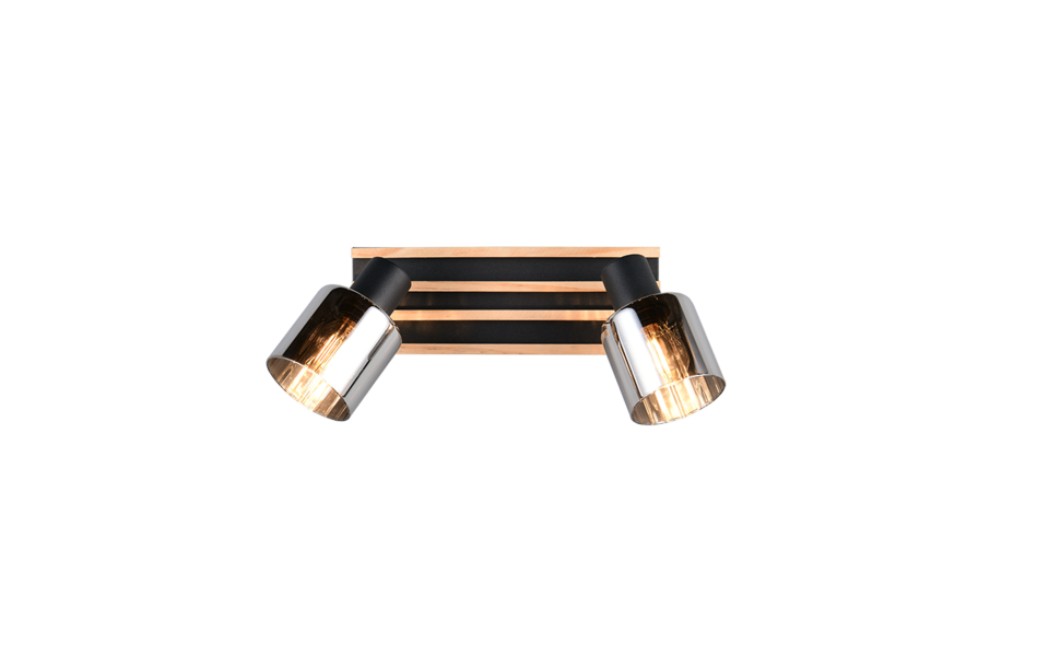 Trio Lighting Trio TRAVIA plafondspot | E14 Fitting | mat zwart met rookkleur | 38,5 x 9 cm | IP20 | excl. 2x E14 | max. 40W Trio Lighting Trio TRAVIA plafondspot | E14 Fitting | mat zwart met rookkleur | 38,5 x 9 cm | IP20 | excl. 2x E14 | max. 40W