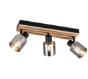 Trio Lighting Trio TRAVIA plafondspot | E14 Fitting | mat zwart met rookkleur | 52,5 x 9 cm | IP20 | excl. 3x E14 | max. 40W