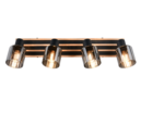 Trio Lighting Trio TRAVIA plafondspot | E14 Fitting | mat zwart met rookkleur | 64,5 x 9 cm | IP20 | excl. 4x E14 | max. 40W
