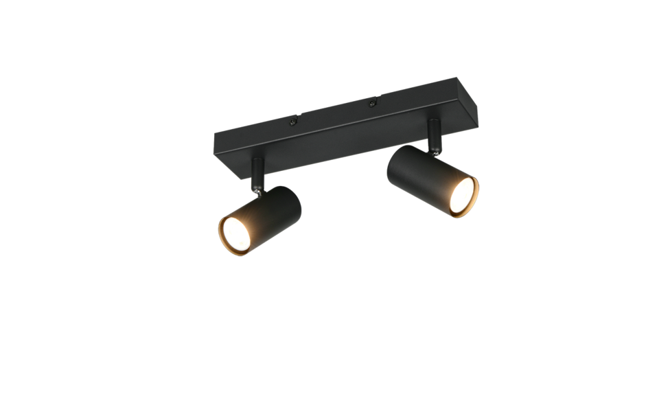 Trio Lighting Trio TARYN plafondspot | GU10 Fitting | mat zwart | 28 x 6 cm | IP20 | excl. 2x GU10 | max. 5W