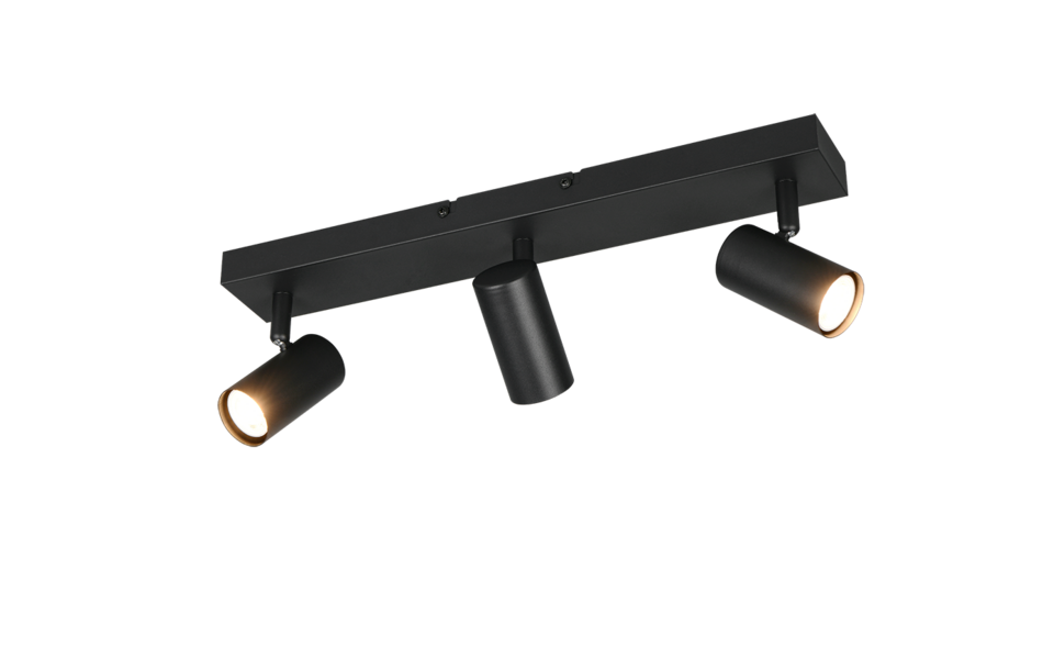 Trio Lighting Trio TARYN plafondspot | GU10 Fitting | mat zwart | 44,5 x 6 cm | IP20 | excl. 3x GU10 | max. 5W