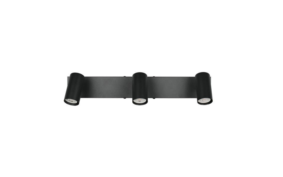 Trio Lighting Trio TARYN plafondspot | GU10 Fitting | mat zwart | 44,5 x 6 cm | IP20 | excl. 3x GU10 | max. 5W