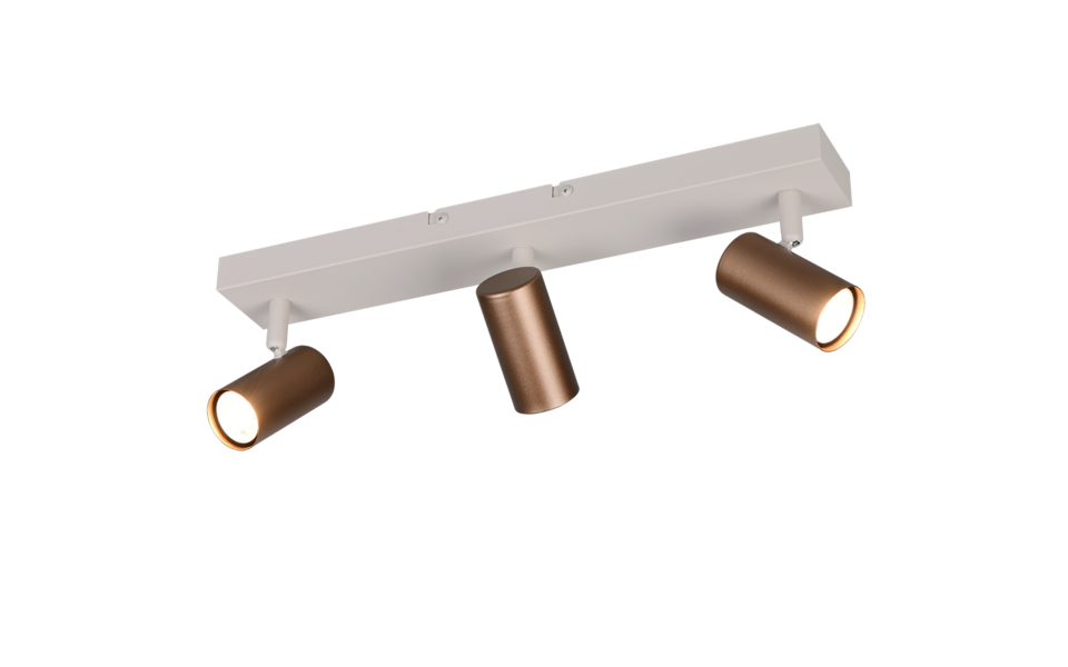 Trio Lighting Trio TARYN plafondspot | GU10 Fitting | koffie | 44,5 x 6 cm | IP20 | excl. 3x GU10 | max. 5W