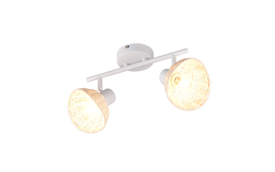 Trio Lighting Trio CALVI plafondspot | E14 Fitting | wit mat met natuurlijke afwerking | 40 x 13 cm | IP20 | excl. 2x E14 | max. 10W Trio Lighting Trio CALVI plafondspot | E14 Fitting | wit mat met natuurlijke afwerking | 40 x 13 cm | IP20 | excl. 2x E14 | max. 10W