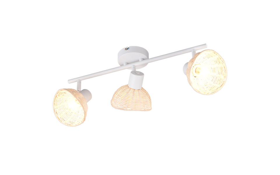 Trio Lighting Trio CALVI plafondspot | E14 Fitting | wit mat met natuurlijke afwerking | 59 x 13 cm | IP20 | excl. 3x E14 | max. 10W