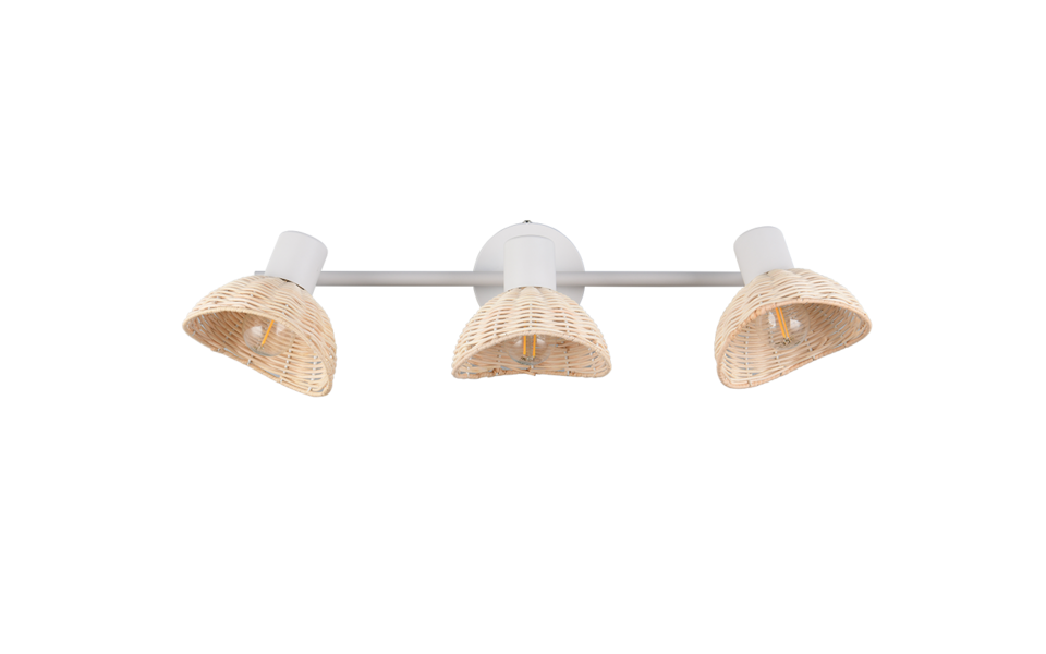 Trio Lighting Trio CALVI plafondspot | E14 Fitting | wit mat met natuurlijke afwerking | 59 x 13 cm | IP20 | excl. 3x E14 | max. 10W
