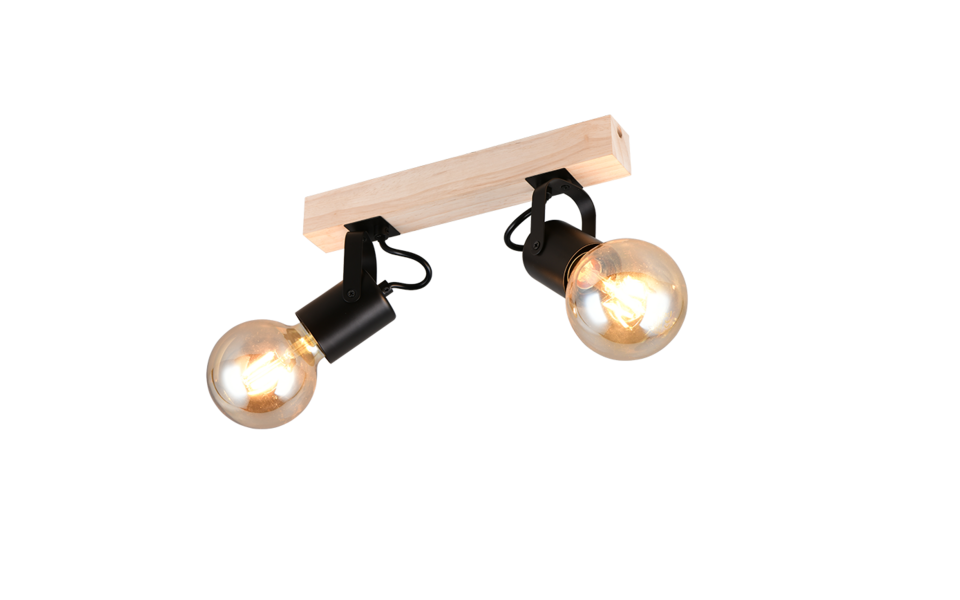Trio Lighting Trio LYNAR ceiling spotlight | 2x E27 max 40W | black | IP20 | 16.5 cm