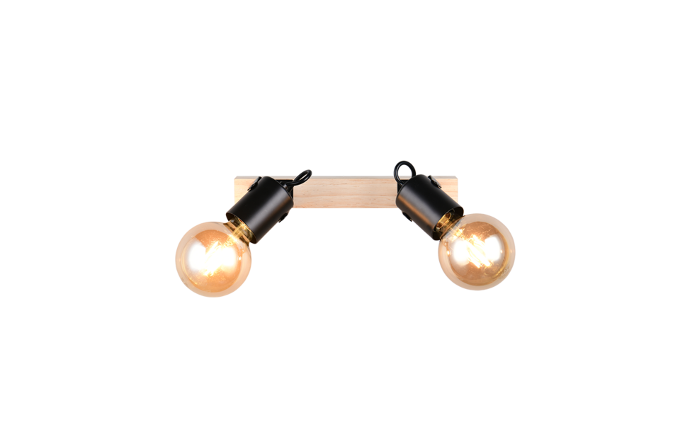 Trio Lighting Trio LYNAR ceiling spotlight | 2x E27 max 40W | black | IP20 | 16.5 cm