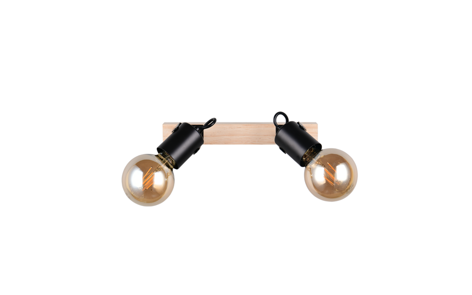 Trio Lighting Trio LYNAR ceiling spotlight | 2x E27 max 40W | black | IP20 | 16.5 cm