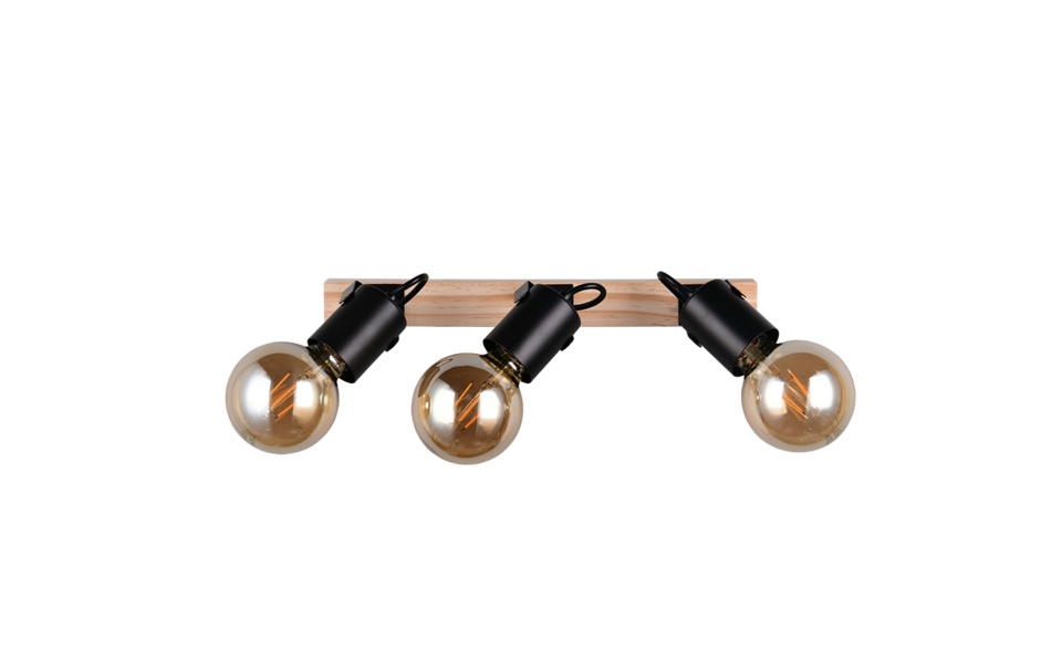 Trio Lighting Trio LYNAR ceiling spotlight | 3x E27 max 40W | black | IP20 | 16.5 cm