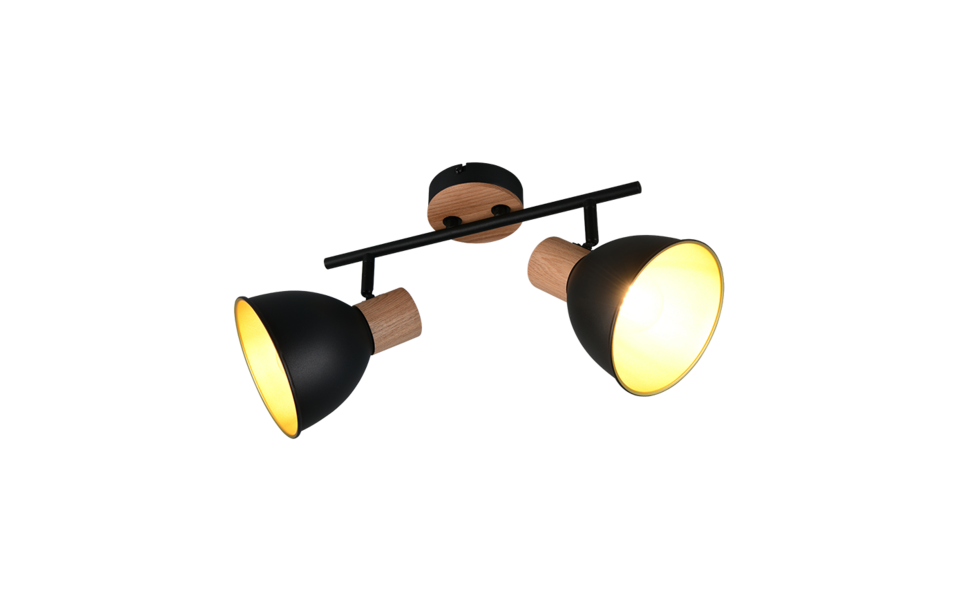 Trio Lighting Trio DELUME plafondspot | E27 Fitting | mat zwart | 49 x 15 cm | IP20 | excl. 2x E27 | max. 40W Trio Lighting Trio DELUME plafondspot | E27 Fitting | mat zwart | 49 x 15 cm | IP20 | excl. 2x E27 | max. 40W