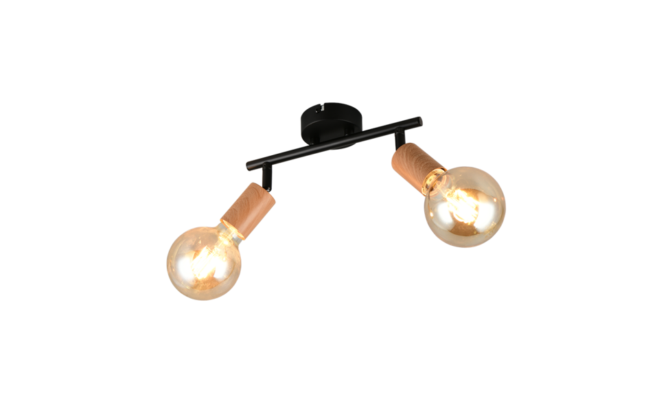 Trio Lighting Trio LAMEGO plafondspot | E27 Fitting | houtimitatie | 35 x 8 cm | IP20 | excl. 2x E27 | max. 10W Trio Lighting Trio LAMEGO plafondspot | E27 Fitting | houtimitatie | 35 x 8 cm | IP20 | excl. 2x E27 | max. 10W