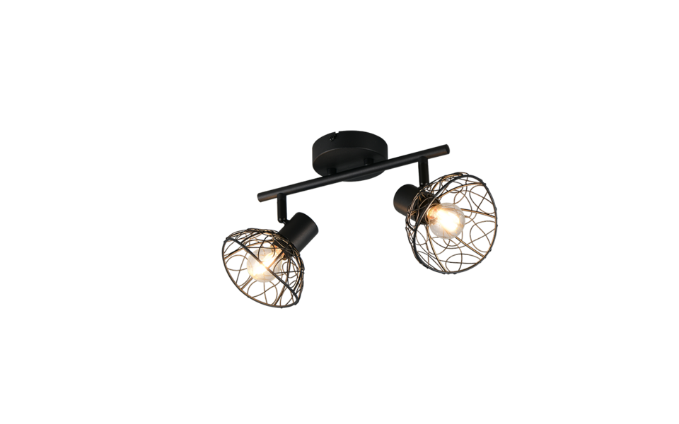 Trio Lighting Trio YAKO ceiling spotlight | 2x E14 max 40W | black | IP20 | 21.5 cm