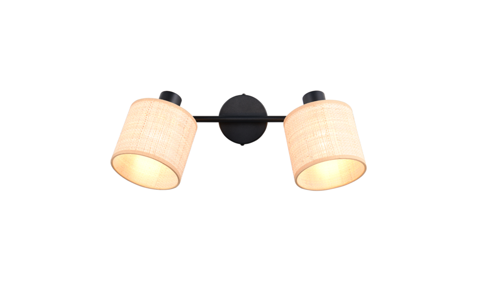 Trio Lighting Trio AIMEE plafondspot | E14 Fitting | mat zwart met natuurlijke afwerking | 42,5 x 13 cm | IP20 | excl. 2x E14 | max. 10W