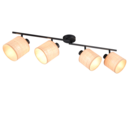 Trio Lighting Trio AIMEE plafondspot | E14 Fitting | mat zwart met natuurlijke afwerking | 87,5 x 13 cm | IP20 | excl. 4x E14 | max. 10W